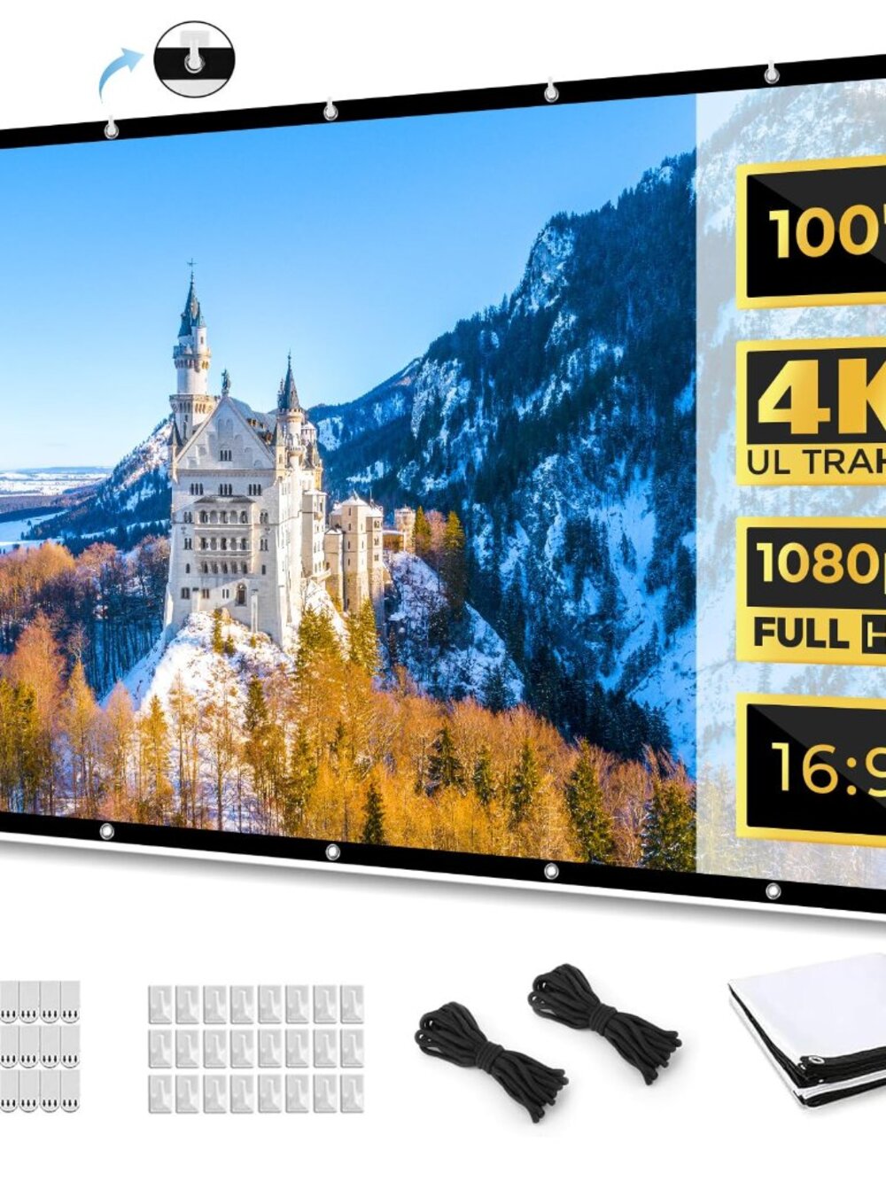 NEW Outdoor Projector Screen with Stand 100 Inch Portable Projection for Outside